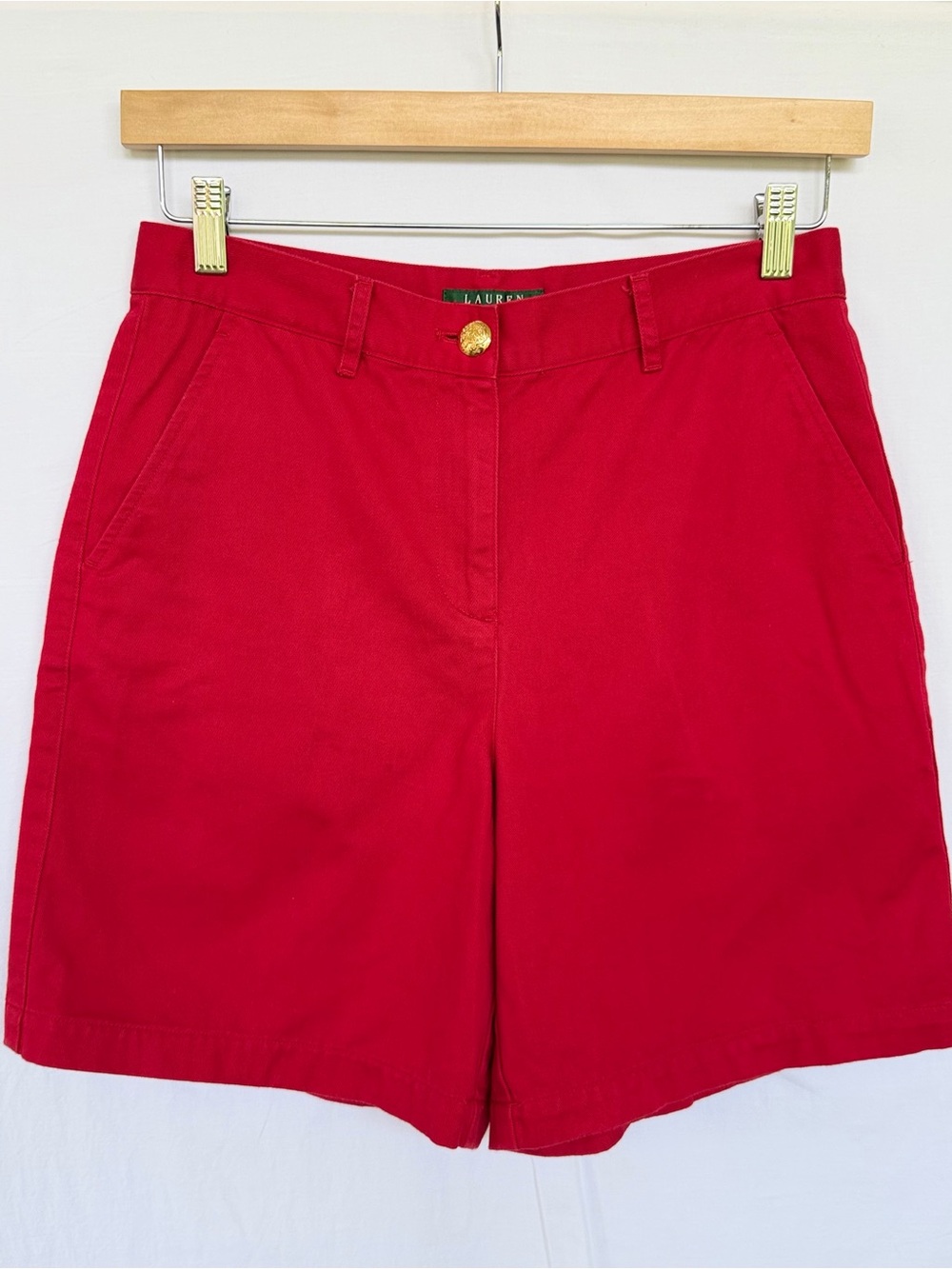 Lauren Ralph Lauren Red Chino Shorts Size 6 100% Cotton Preppy Classic
